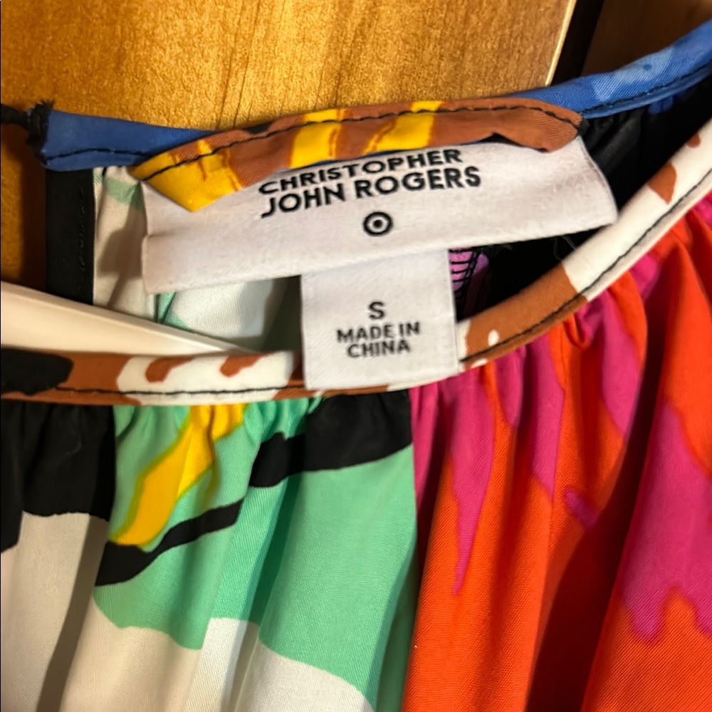 Christopher John Rogers Green and Orange Asymmetrical Sundress